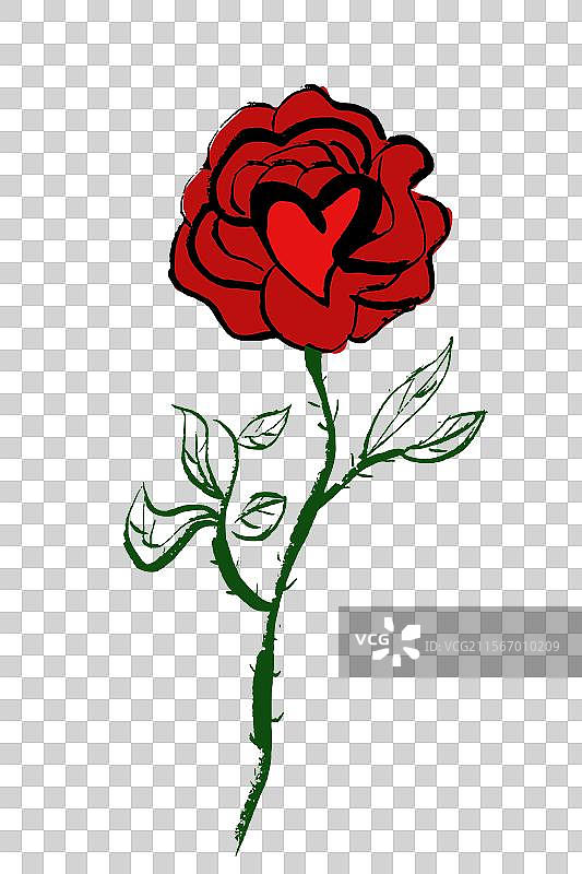 手绘创意玫瑰花插画免扣元素图片素材