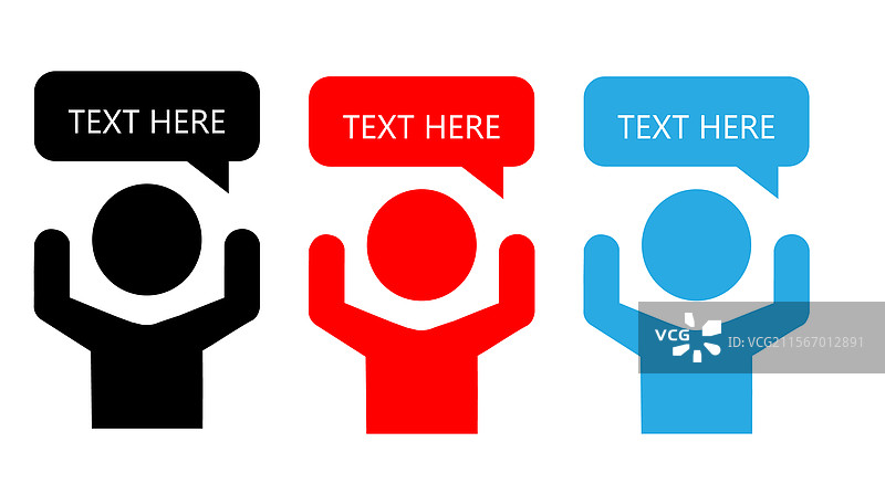 带有对话气泡的人员图标，表示文本交流图片素材