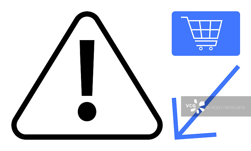 带有感叹号和购物图标的警告标志图片素材