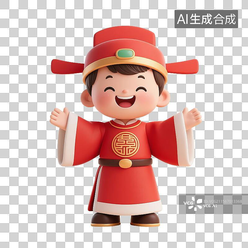 【AI数字艺术】3D渲染卡通人物，状元，文曲星，高考冲刺，高考加油，金榜题名，考试上岸，幸运，运气，免抠元素图片素材
