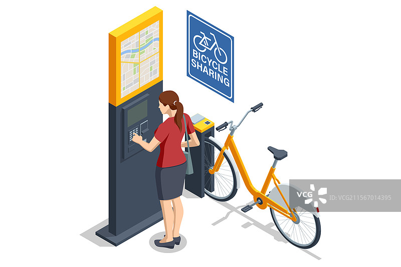 一个使用的女性等距图图片素材