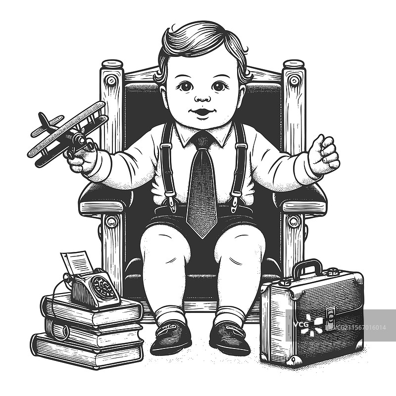 穿着西装的婴儿雕刻图片素材