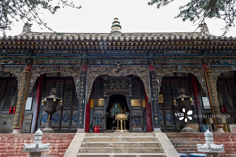 山西忻州五台县旅游景点国保单位佛教寺院五台尊胜寺图片素材
