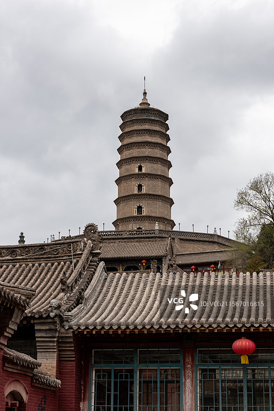 山西忻州五台县旅游景点国保单位佛教寺院五台尊胜寺图片素材