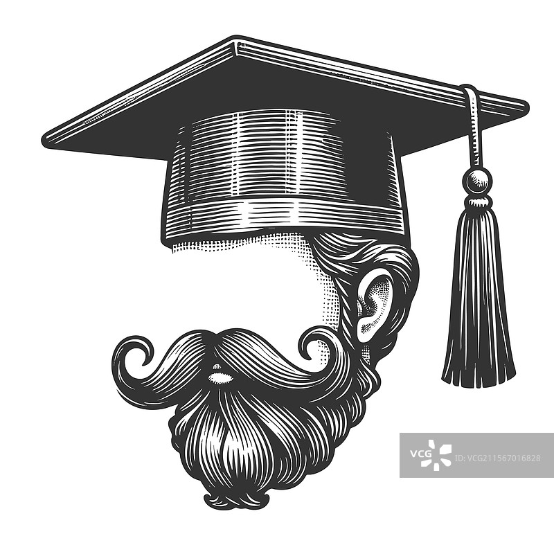 戴着学位帽的胡子男人图片素材