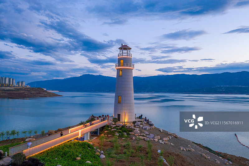 云南省昭通市巧家县白鹤滩水库黎明码头风光图片素材