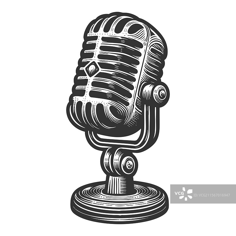 复古麦克风雕刻图片素材