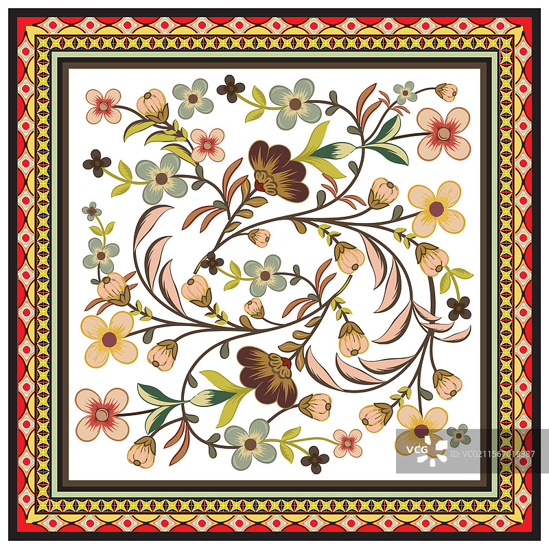 白色背景的方形花卉围巾图片素材