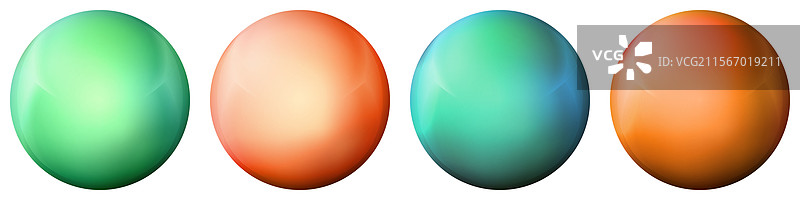 一组光滑逼真的彩色玻璃球图片素材