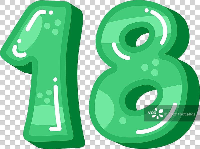 绿色数字18的图像图片素材