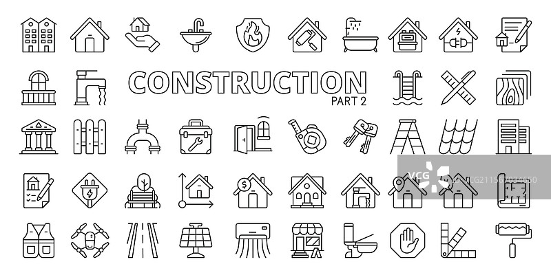 线条设计中的建筑图标 第二部分图片素材
