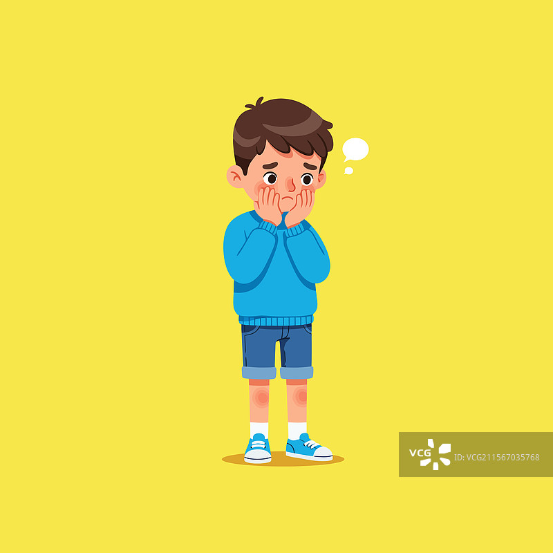 男孩用手表达担忧和关心图片素材