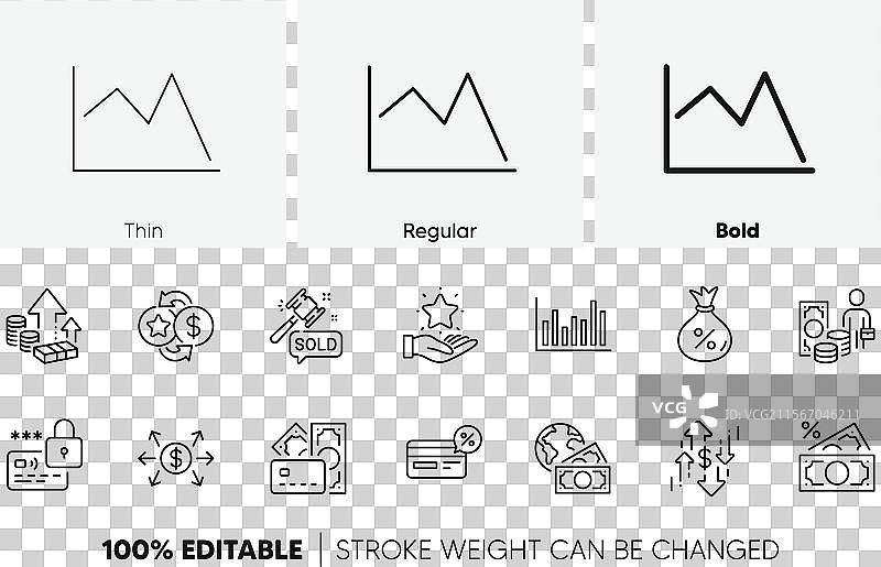 通货膨胀和货币的折线图图标图片素材