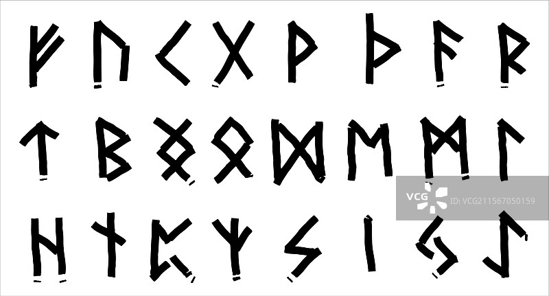 北欧中世纪字母的符文符号图片素材