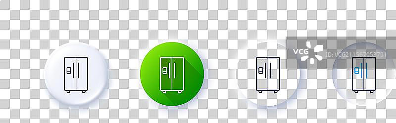 带冰箱制冰机的冰箱线条图标图片素材