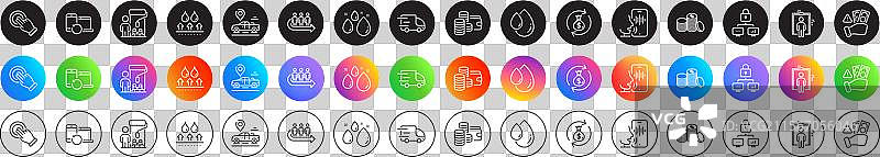 防水水滴和汽车位置线条图标图片素材