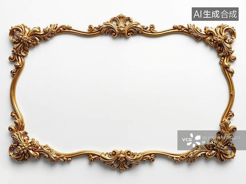 【AI数字艺术】华丽金色边框图片素材