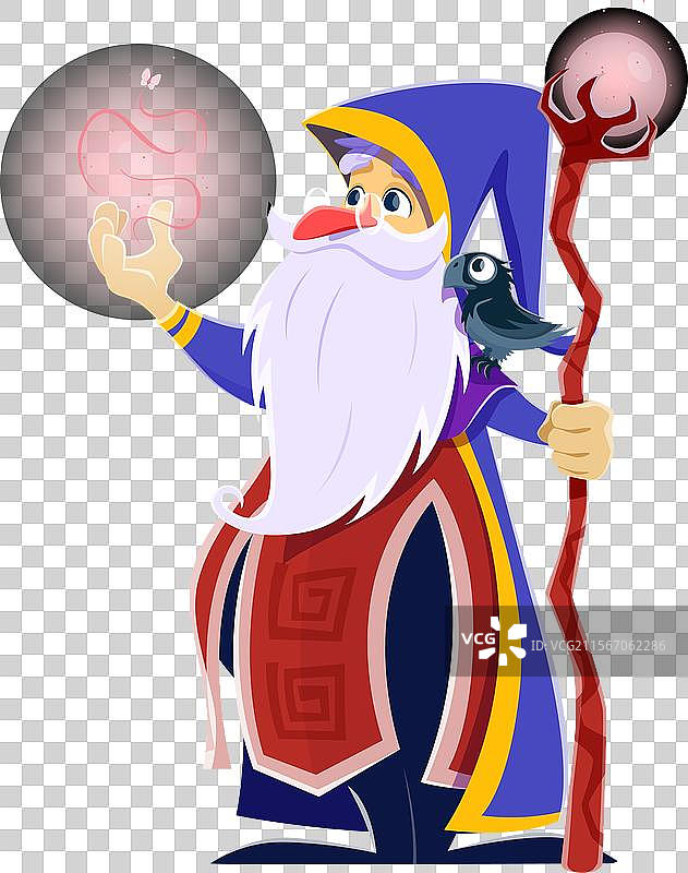 卡通万圣节巫师角色老魔法师图片素材