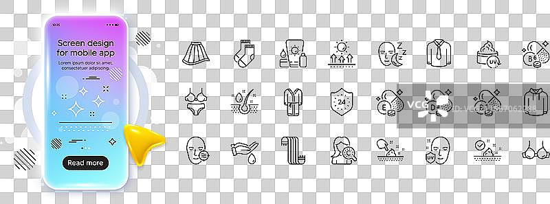 问题肌肤防晒霜和衬衫线条图标图片素材