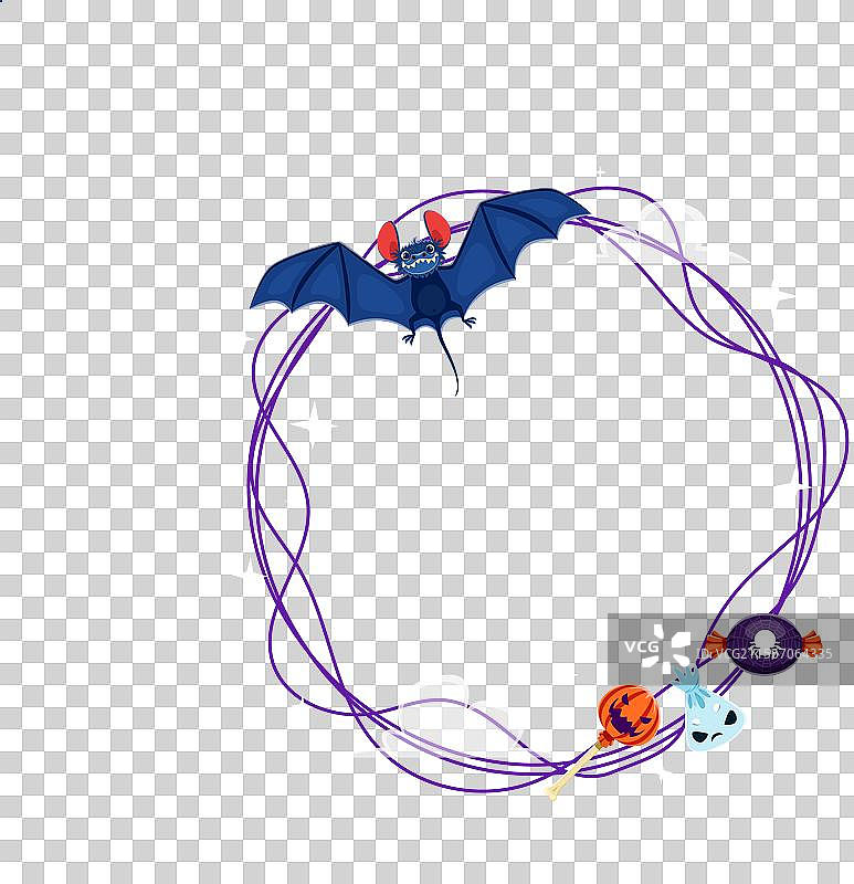 万圣节框架装饰着可怕的蝙蝠和糖果图片素材