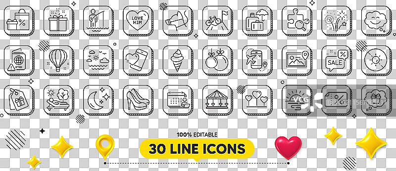 搜索拼图鞋子和会计线条图标图片素材