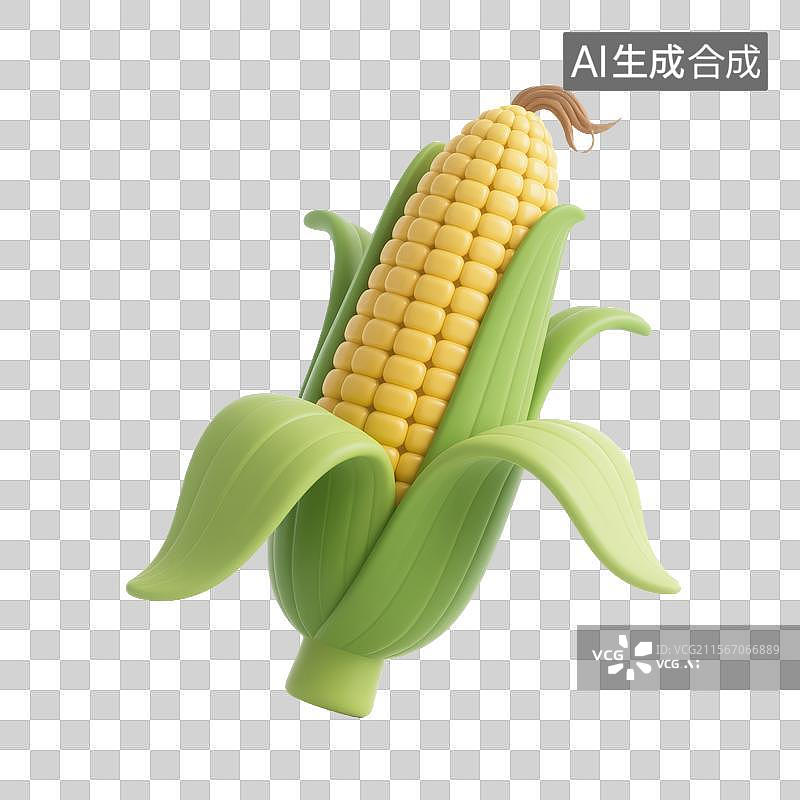 【AI数字艺术】一个玉米，3D三维图形免抠元素图片素材
