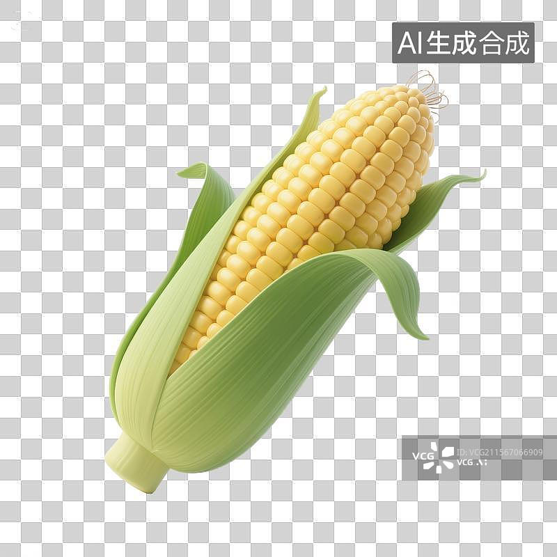 【AI数字艺术】一个玉米，3D三维图形免抠元素图片素材