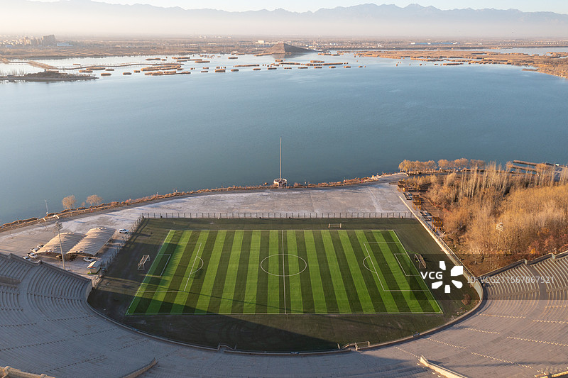 航拍宁夏银川览山剧场建筑风光图片素材