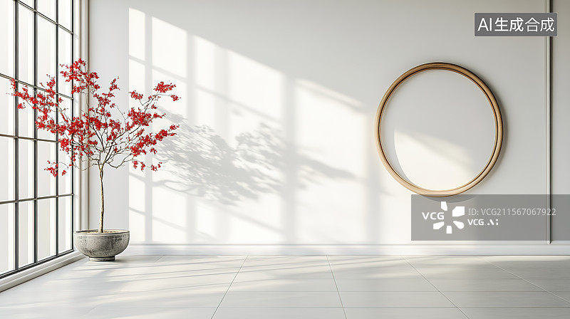 【AI数字艺术】中式室内建筑空间与庭院图片素材