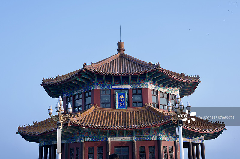 栈桥回澜阁图片素材