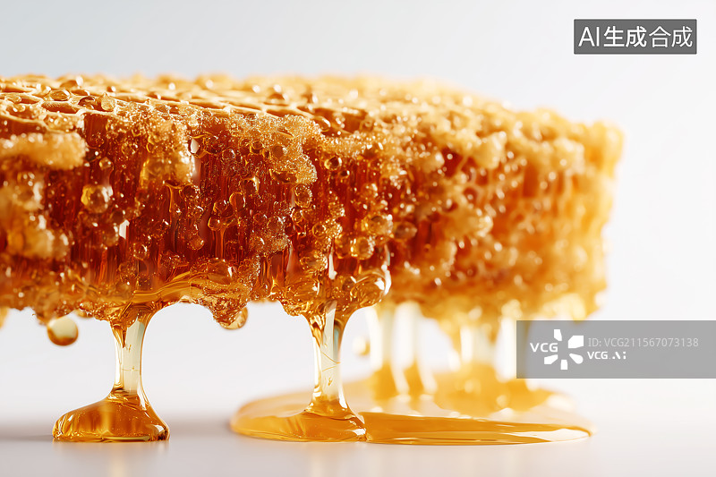 【AI数字艺术】蜂巢上的蜂蜜图片素材