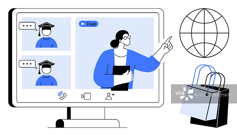 在线教育、全球学习与电子商务图片素材