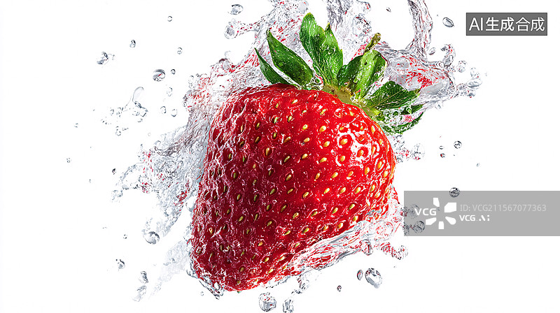 【AI数字艺术】水润欲滴的新鲜草莓图片素材