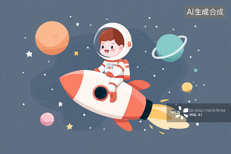 【AI数字艺术】宇航员太空游玩图片素材