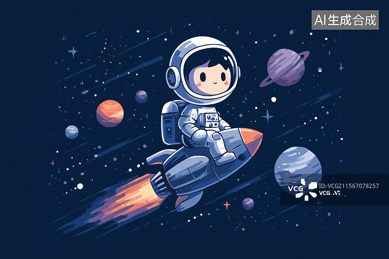 【AI数字艺术】宇航员太空游玩图片素材