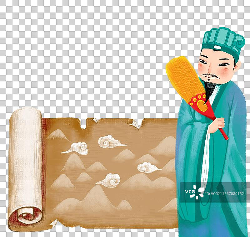 传统故事  历史人物插画 拿着扇子的诸葛亮图片素材