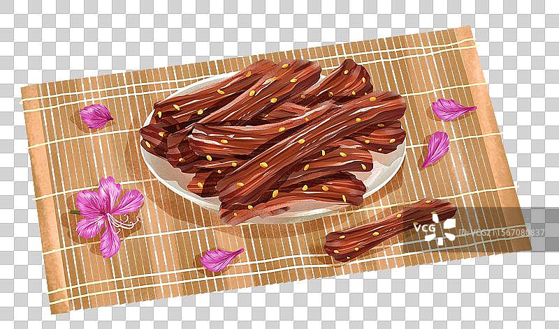 广西柳州特色美食之 牛腊巴插画元素图片素材