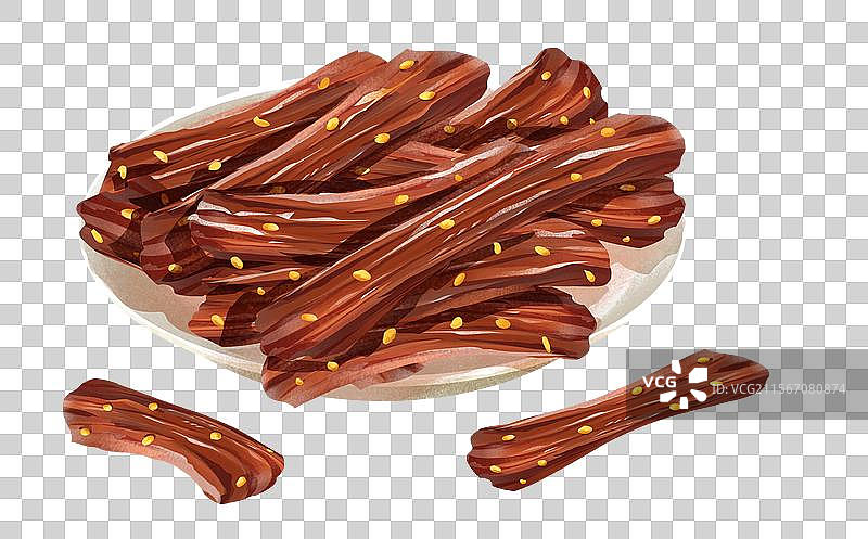 广西柳州特色美食之 牛腊巴插画元素图片素材