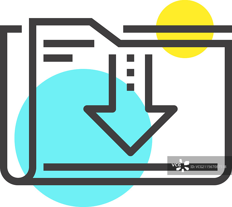 下载文件夹扁平线网页图标概念图片素材
