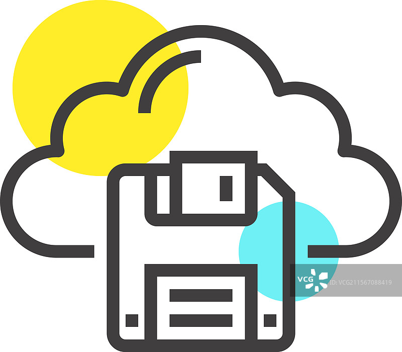 保存到云端的扁平线条网页图标概念图片素材