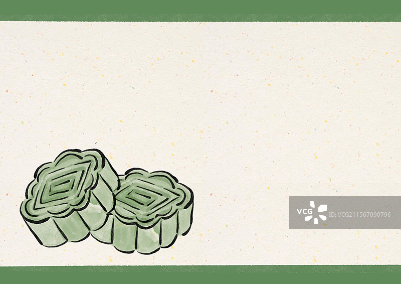 水墨风端午美食插画-绿豆糕图片素材