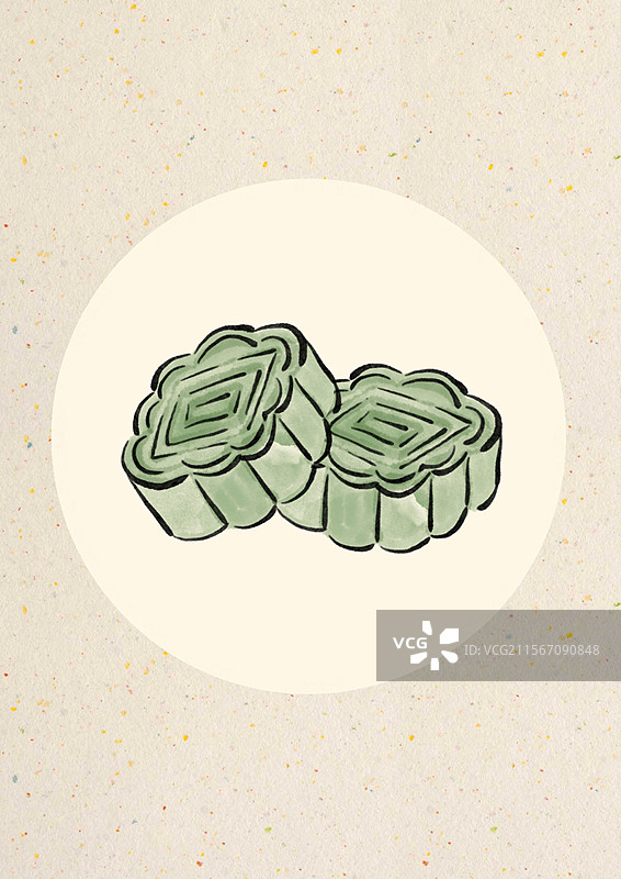 水墨风端午美食插画-绿豆糕图片素材