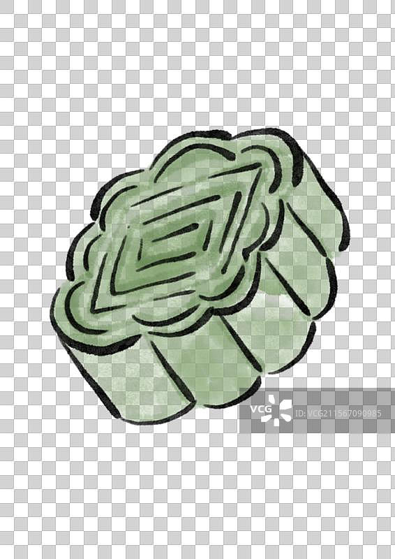 国潮风端午节美食插画元素-绿豆糕图片素材