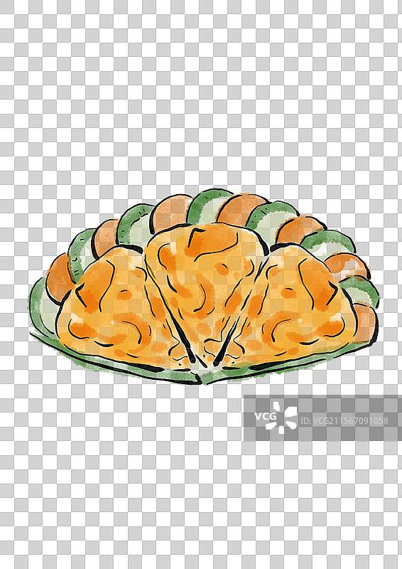 国潮风端午节美食插画元素-面扇子图片素材