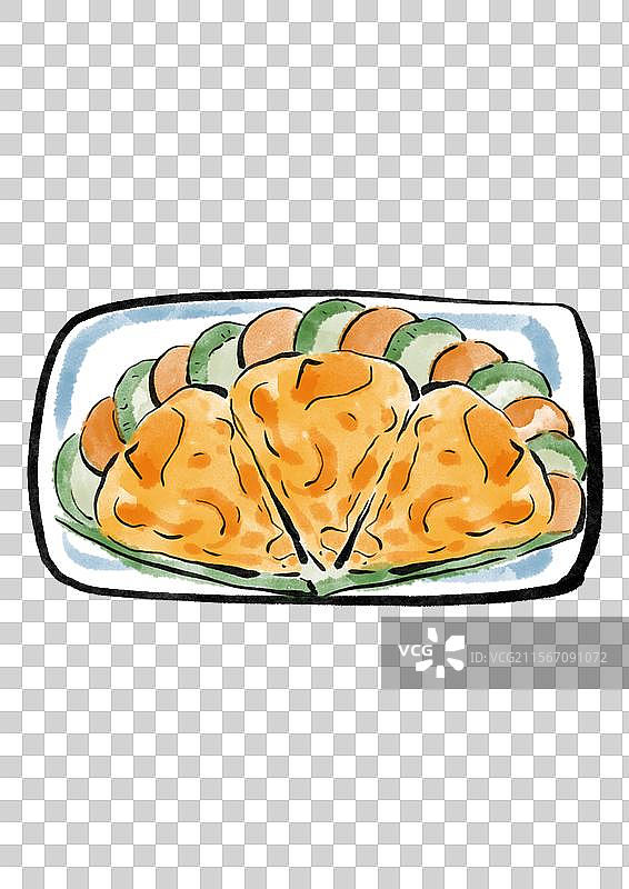 国潮风端午节美食插画元素-面扇子图片素材
