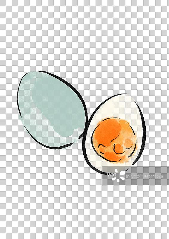 国潮风端午节美食插画元素-咸鸭蛋图片素材