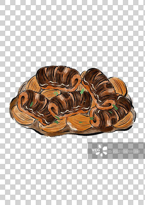 国潮风端午节美食插画元素-黄鳝图片素材