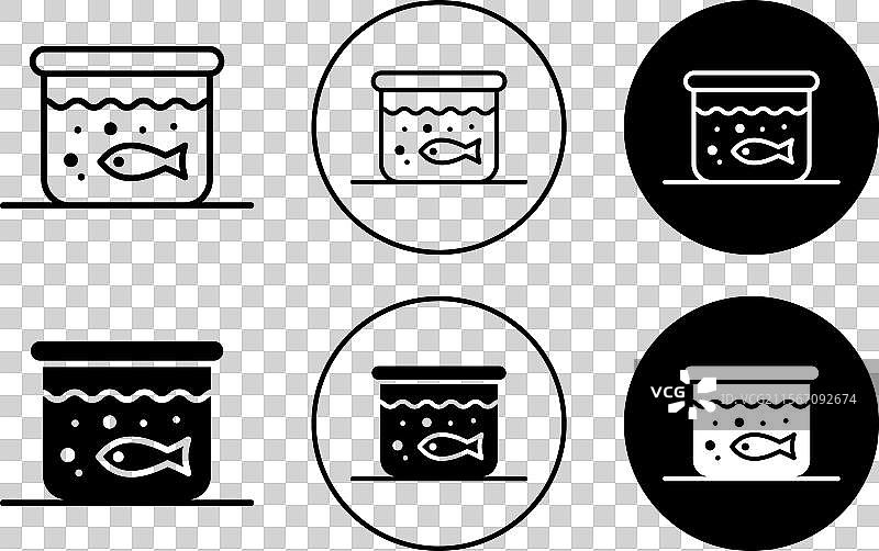 鱼类图标轮廓的水族馆集合图片素材