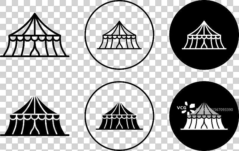 马戏团帐篷图标轮廓细线集合图片素材