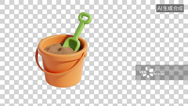 【AI数字艺术】3d沙滩桶铲子图片素材